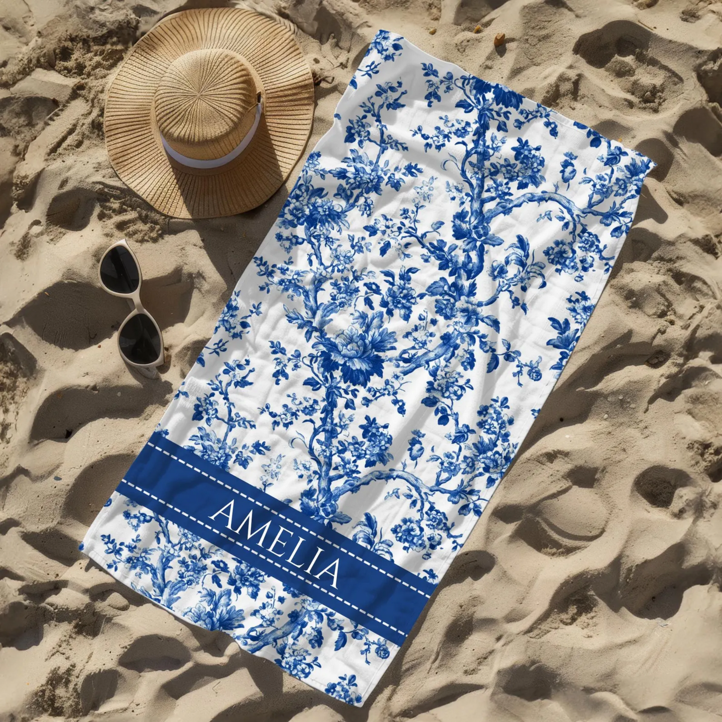 Personalized Toile Beach Towel
