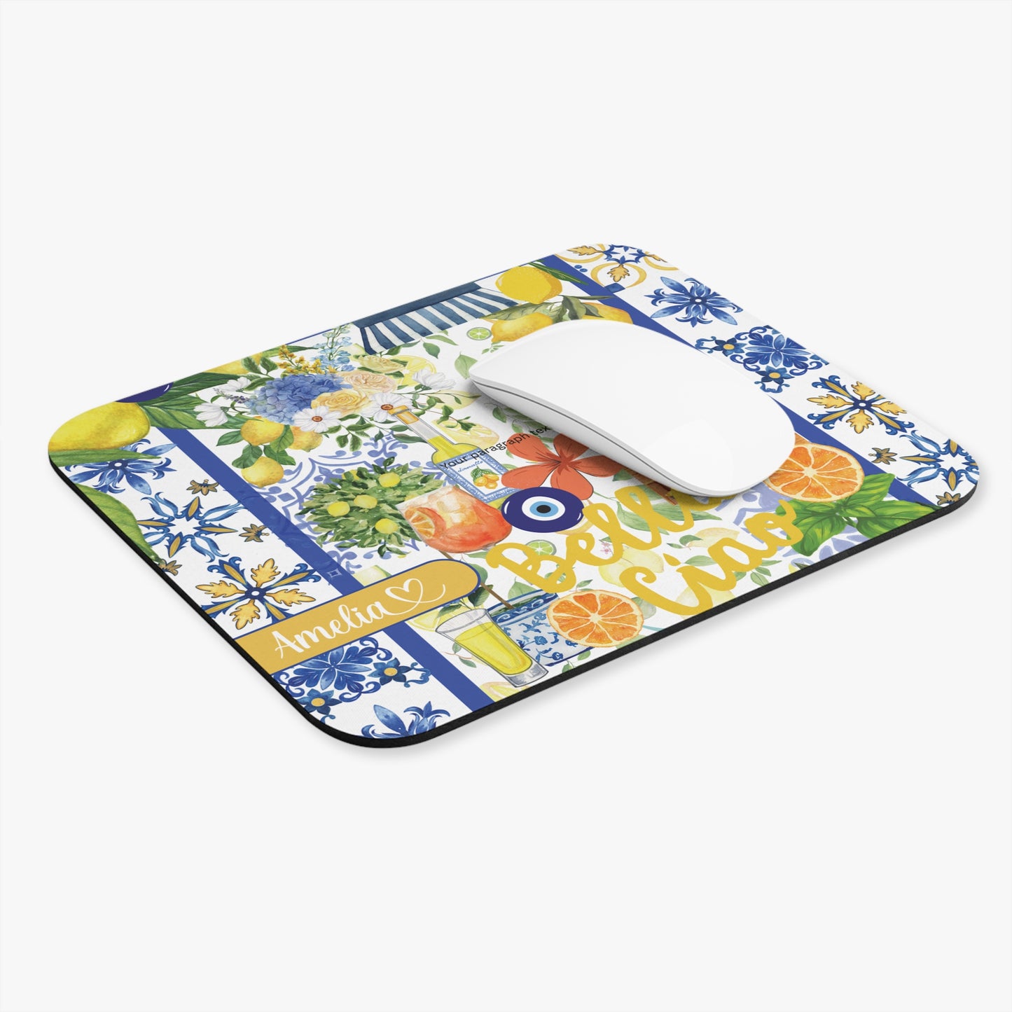 Lemon Mouse Pad - Summer Vibe Accessory - Personalized Mouse Pad