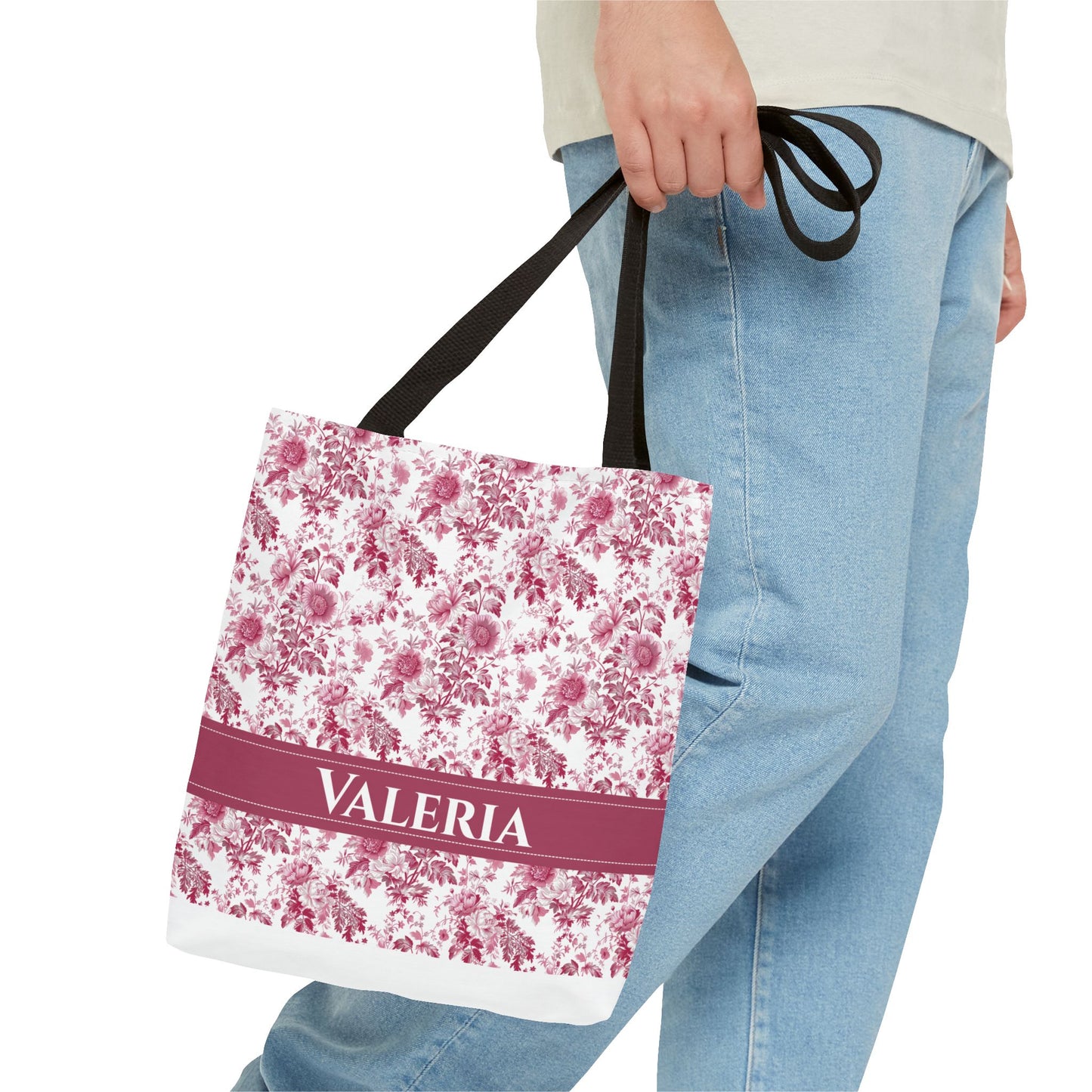 Floral Tote Bag - Stylish Carry-All, Personalized Gift, Eco-Friendly Shopping, Summer Accessory, Beach Bag, Valeria Design