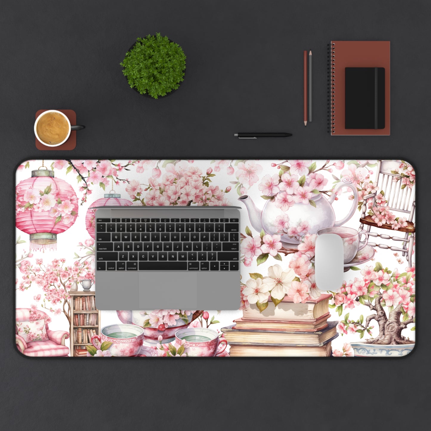 Cherry Blossom Desk Mat Elegant Floral Home Office Decor, Perfect for Gifts, Gamers,