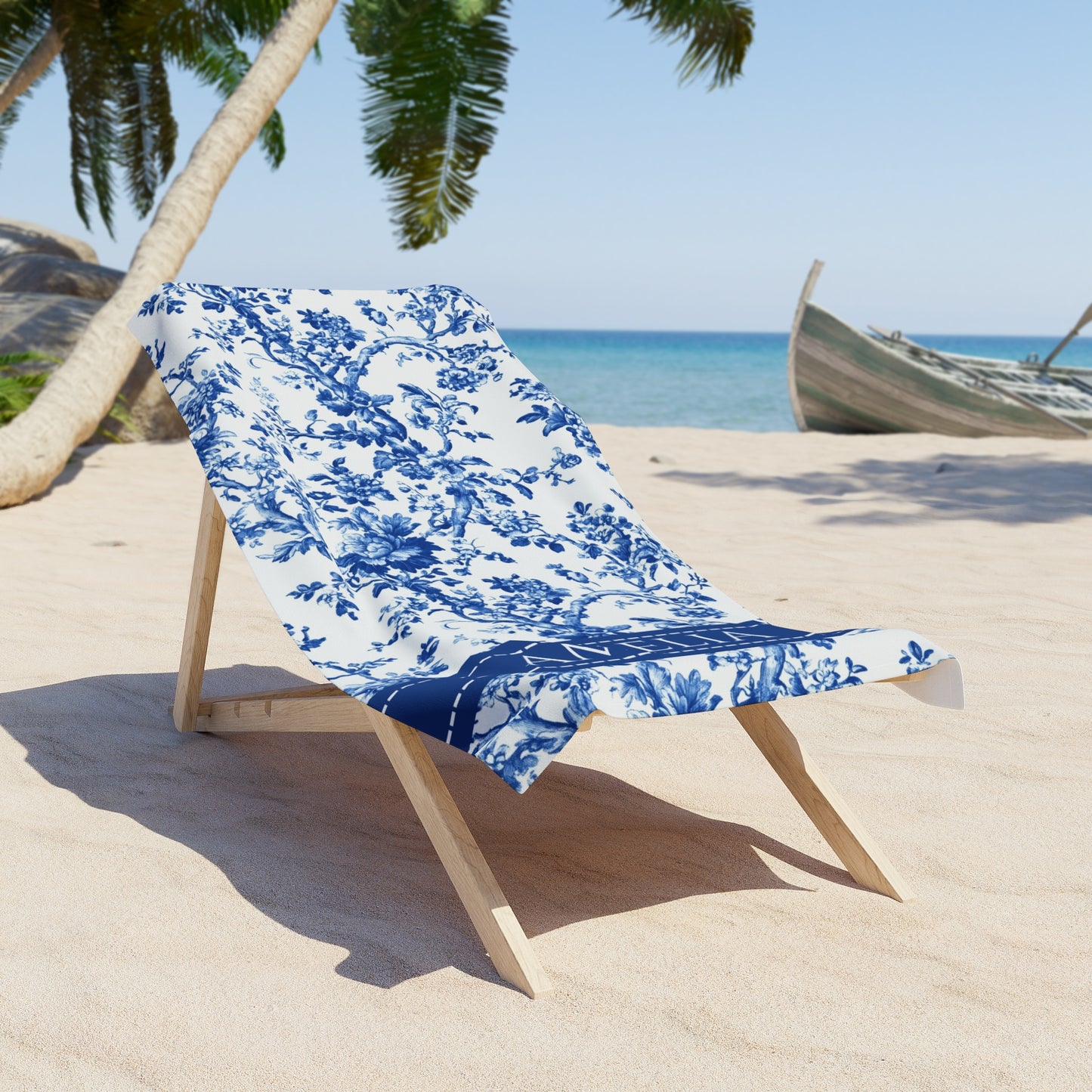 Personalized Toile Beach Towel