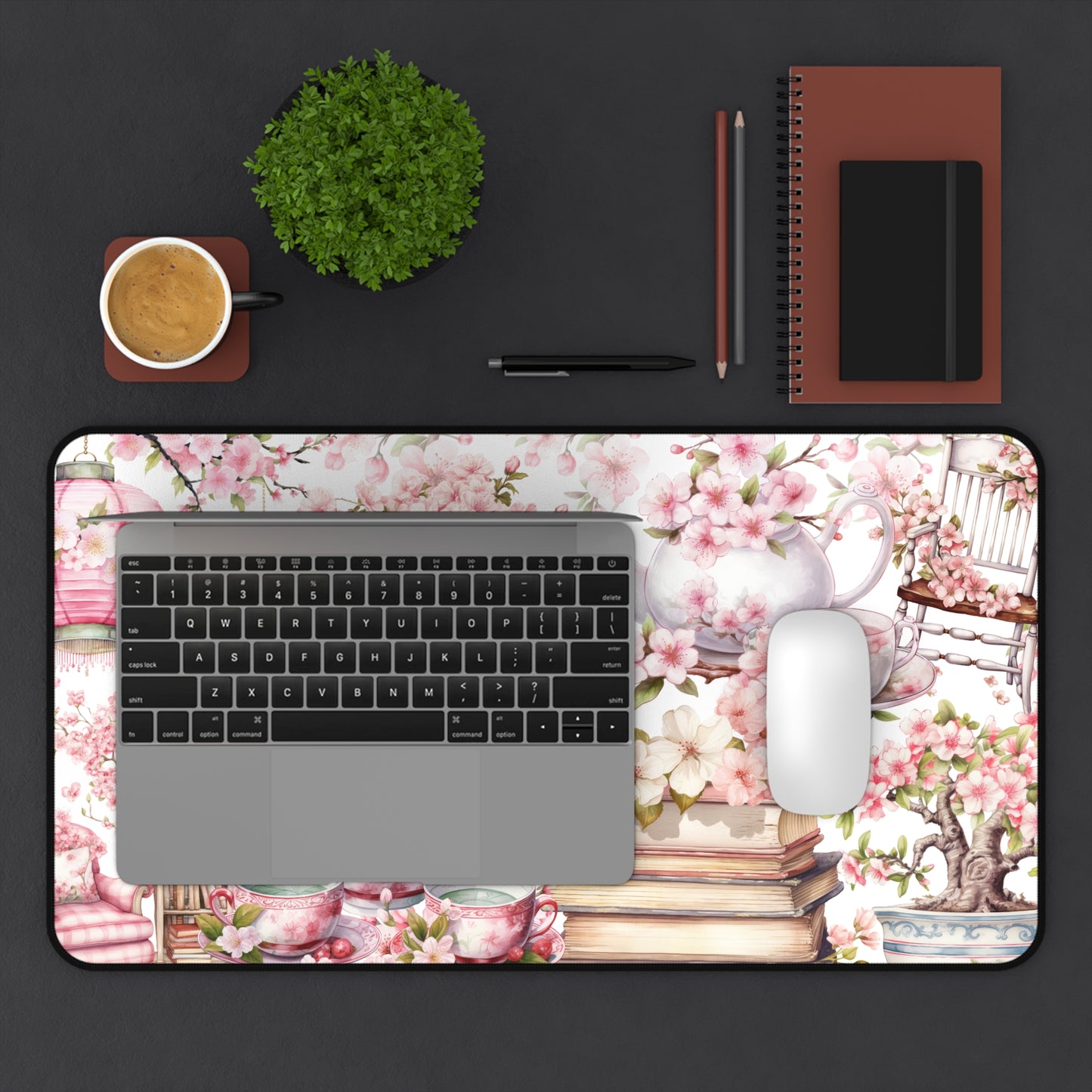 Cherry Blossom Desk Mat Elegant Floral Home Office Decor, Perfect for Gifts, Gamers,