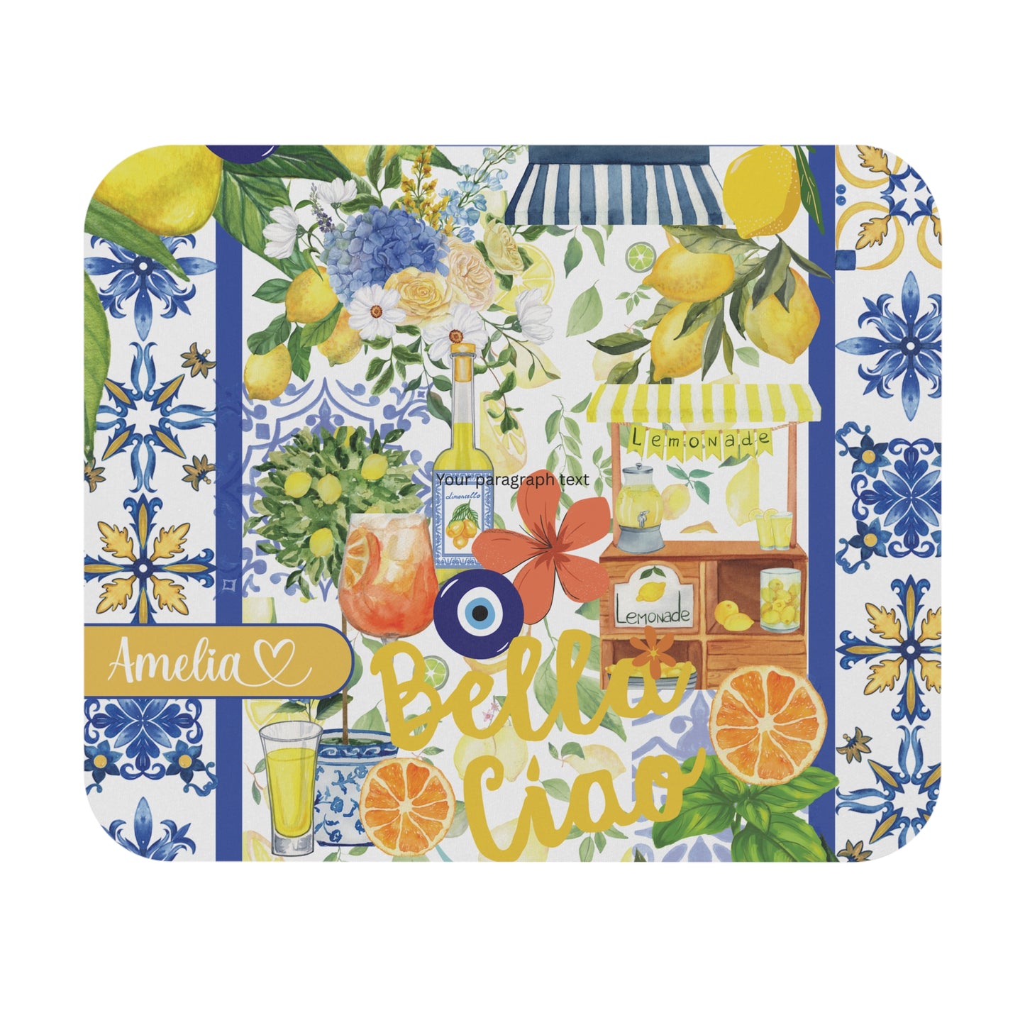 Lemon Mouse Pad - Summer Vibe Accessory - Personalized Mouse Pad