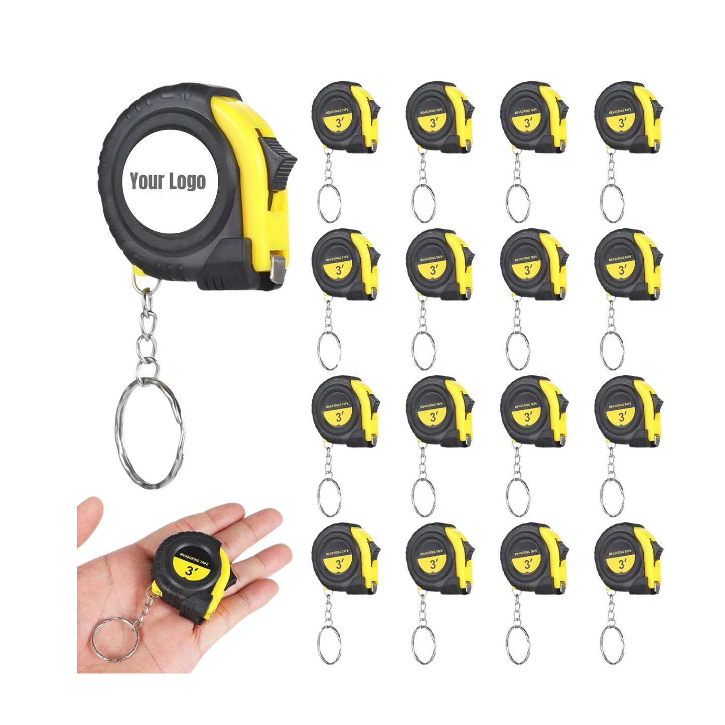 Custom Mini Tape Measure Keychain with your logo or message (50 pack)
