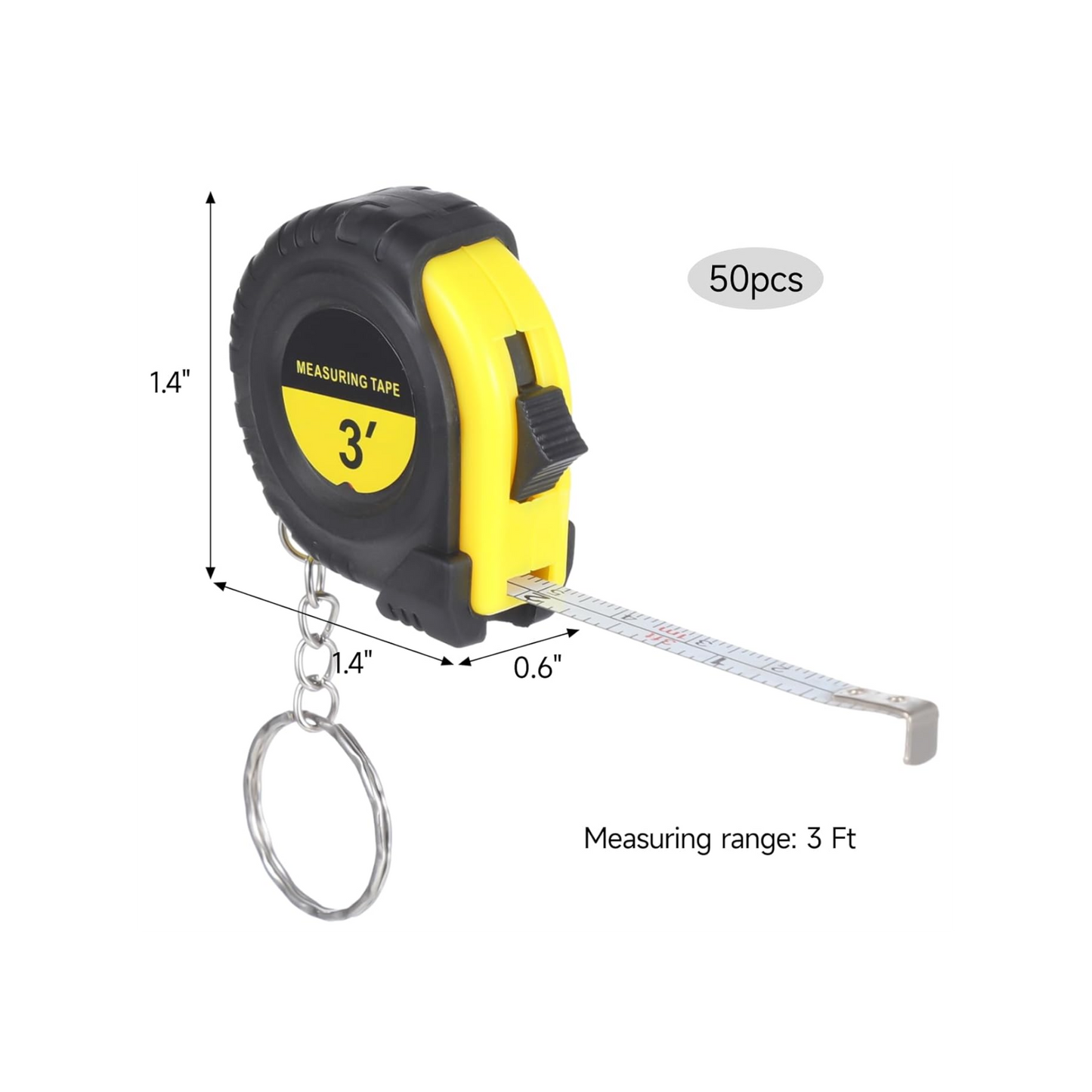 Custom Mini Tape Measure Keychain with your logo or message (50 pack)