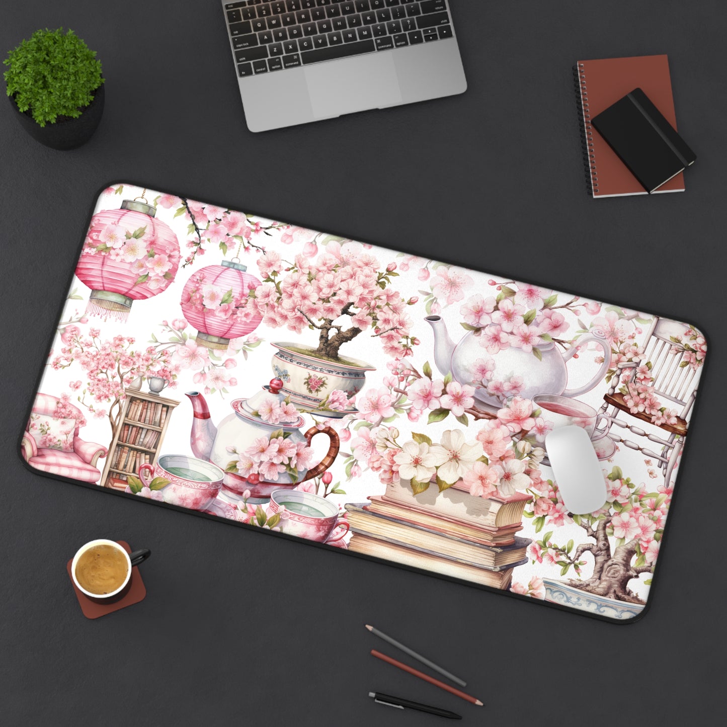 Cherry Blossom Desk Mat Elegant Floral Home Office Decor, Perfect for Gifts, Gamers,