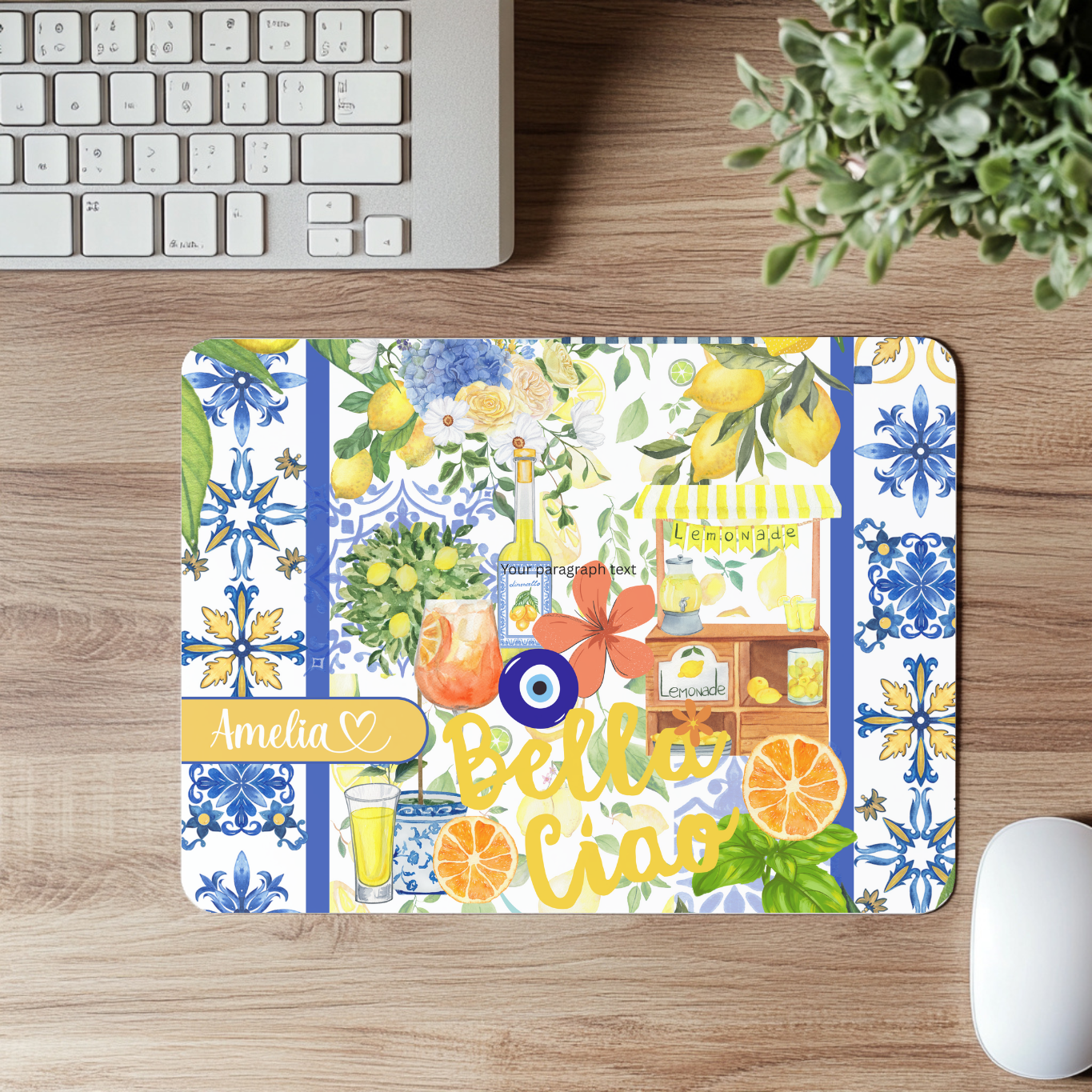 Lemon Mouse Pad - Summer Vibe Accessory - Personalized Mouse Pad