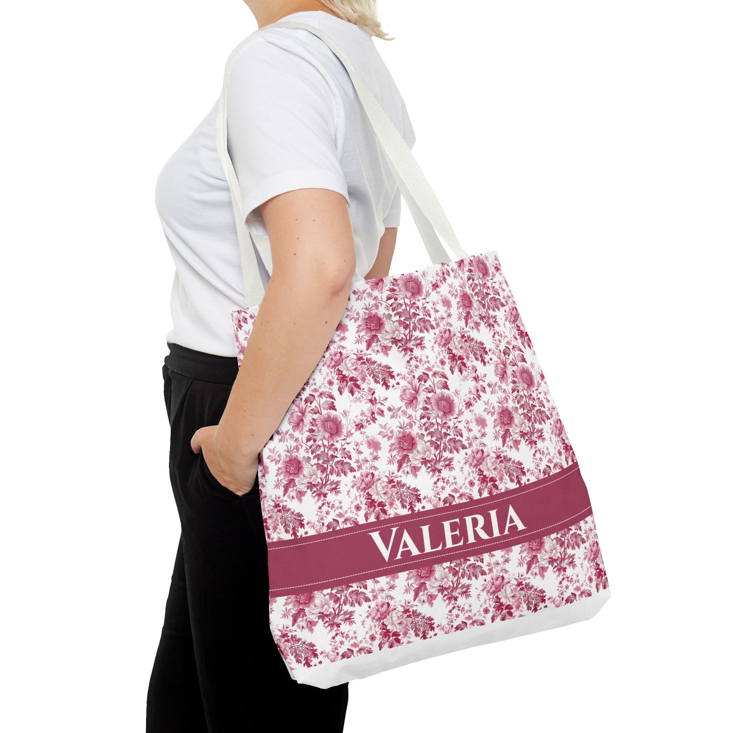 Floral Tote Bag - Stylish Carry-All, Personalized Gift, Eco-Friendly Shopping, Summer Accessory, Beach Bag, Valeria Design