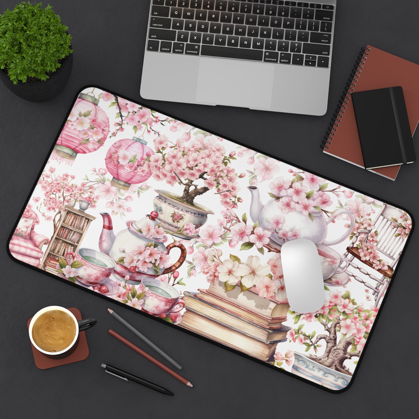 Cherry Blossom Desk Mat Elegant Floral Home Office Decor, Perfect for Gifts, Gamers,