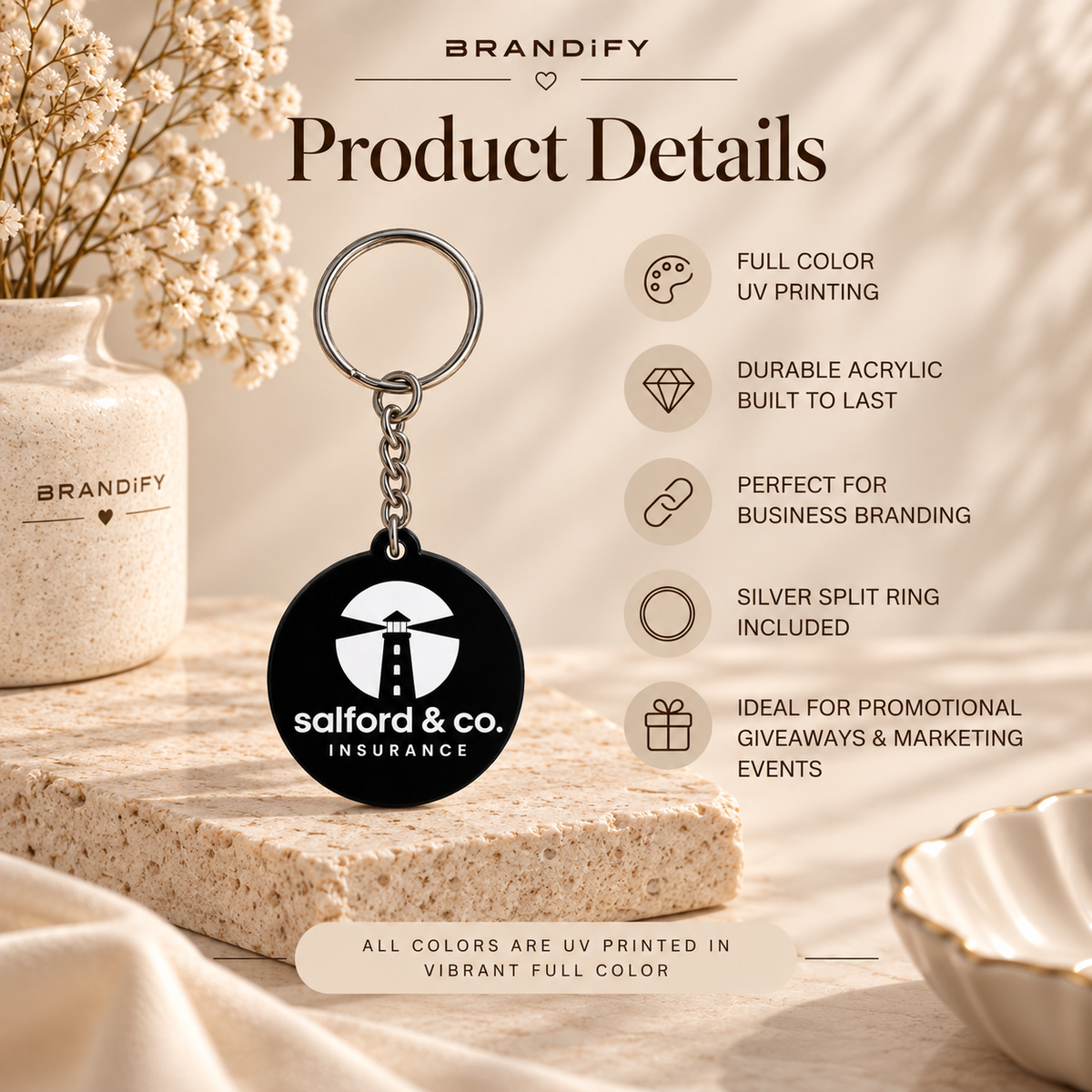 Custom Logo Acrylic Keychains – Bulk Promotional Business Keychains