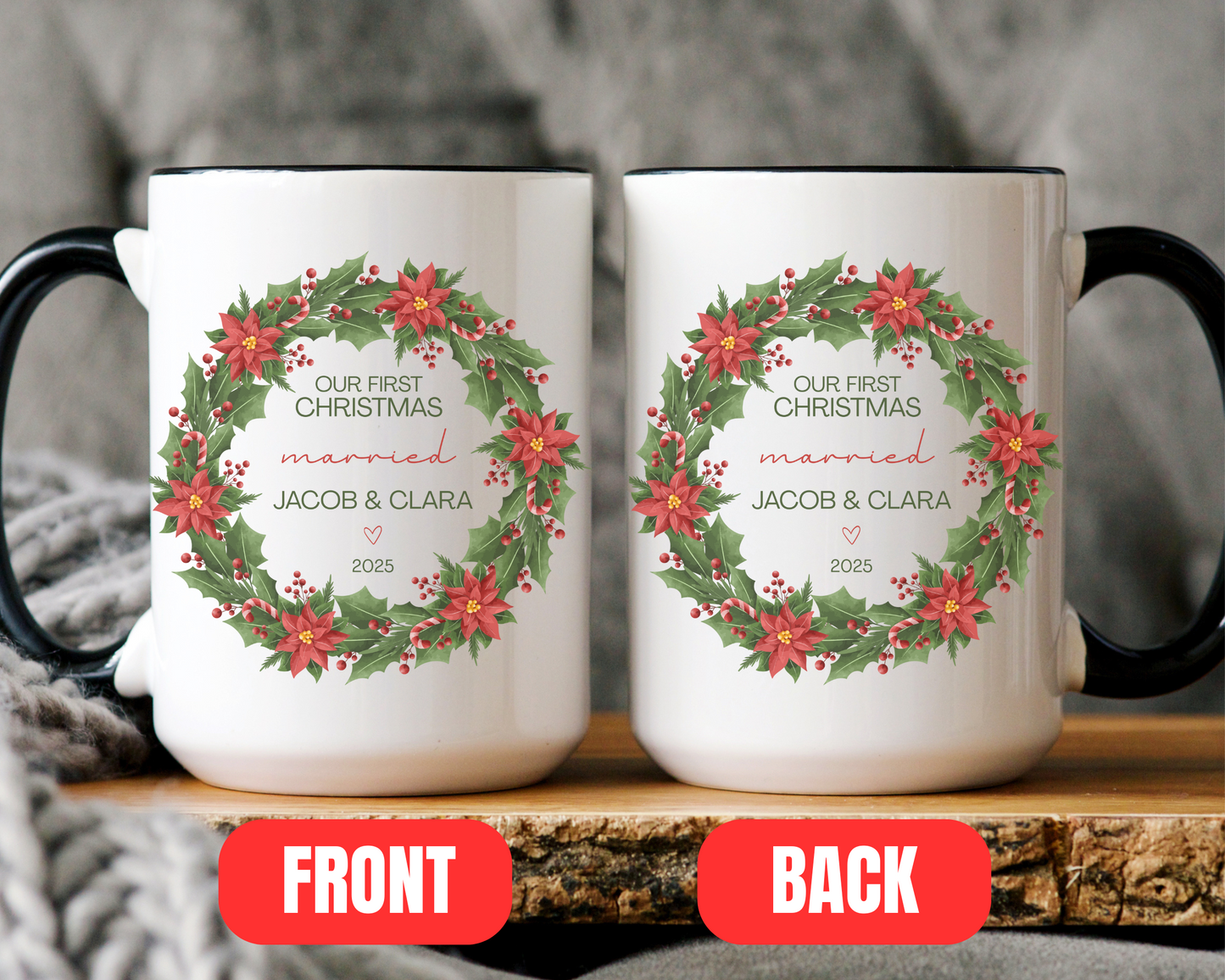 Personalized Christmas Mug - Christmas Coffee Cups - Custom Couple Gift,