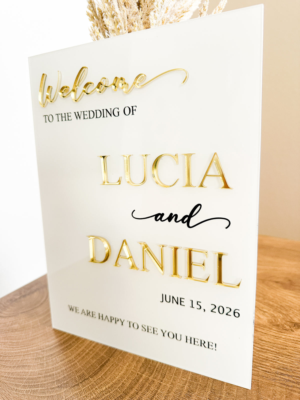 Custom Acrylic Foil Wedding Welcome Sign