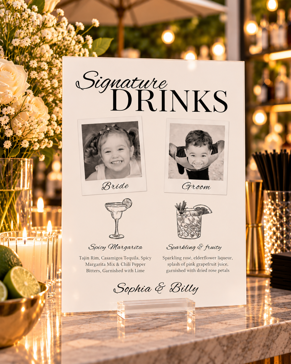 Personalized Signature Drinks Sign with Photos