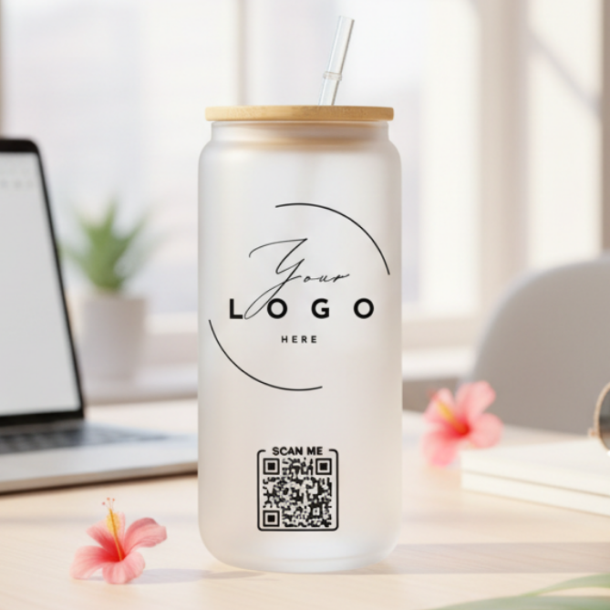 16oz Glass Cup Logo