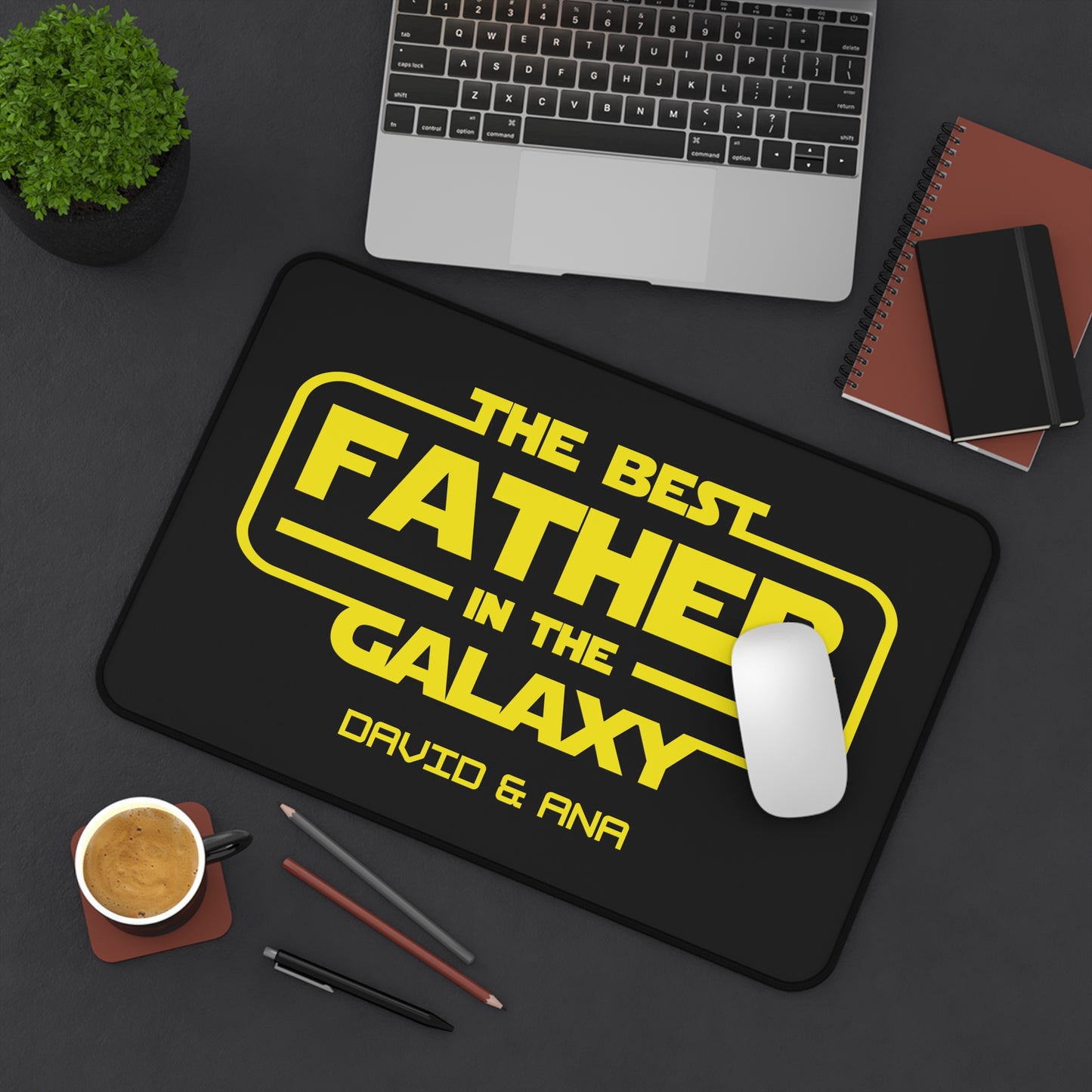 Personalized Fathers Day Desk Mat, Custom Office Decor, Geeky Gift for Dad, Star Wars Inspired, Home Office Accessory, Gaming Mouse Pad