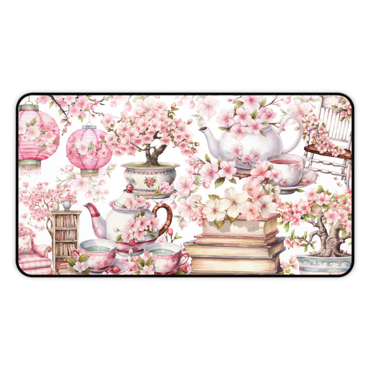 Cherry Blossom Desk Mat Elegant Floral Home Office Decor, Perfect for Gifts, Gamers,