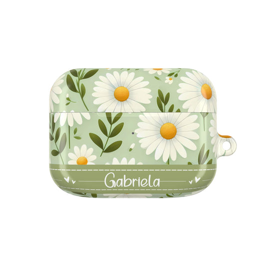 Floral AirPod Case - Personalized Daisy Design, Cute Earbud Holder, Floral Gift Idea for Her, Summer Accessory, Customized Tech