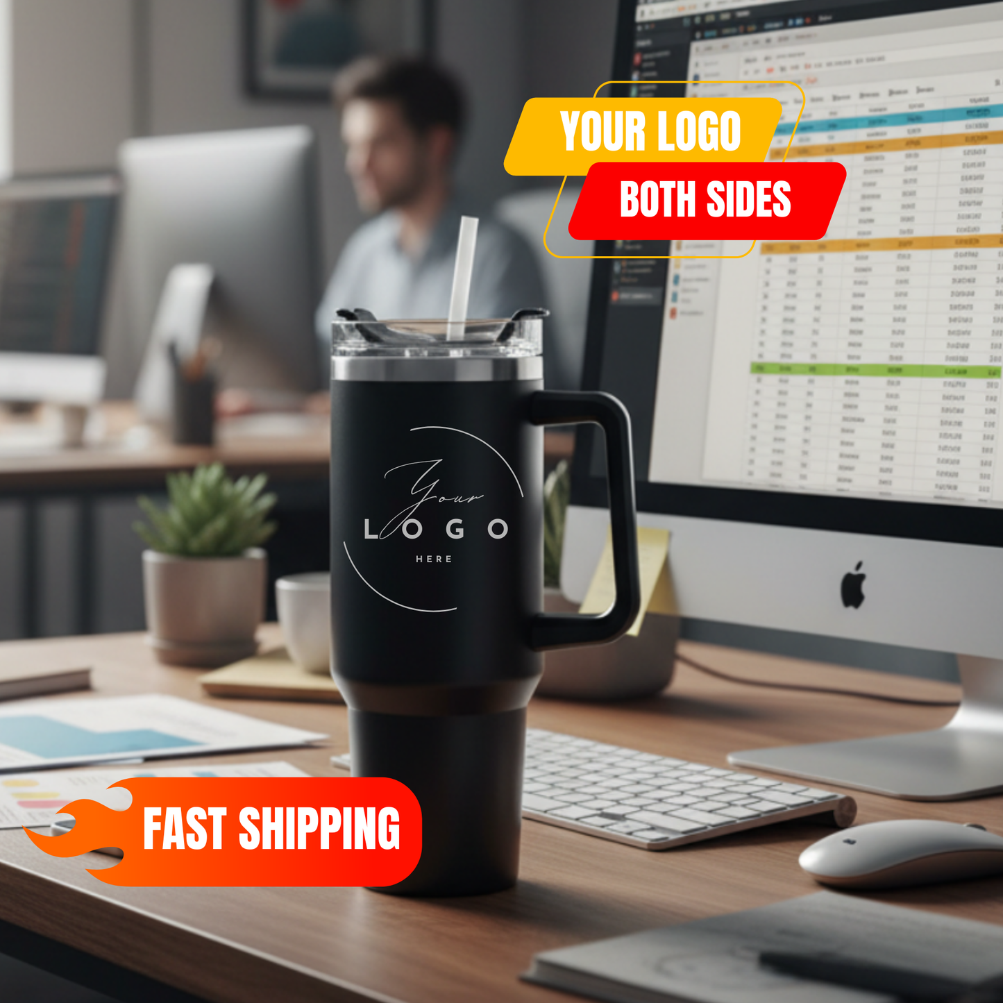 40oz Tumbler With Logo - Laser Engraved