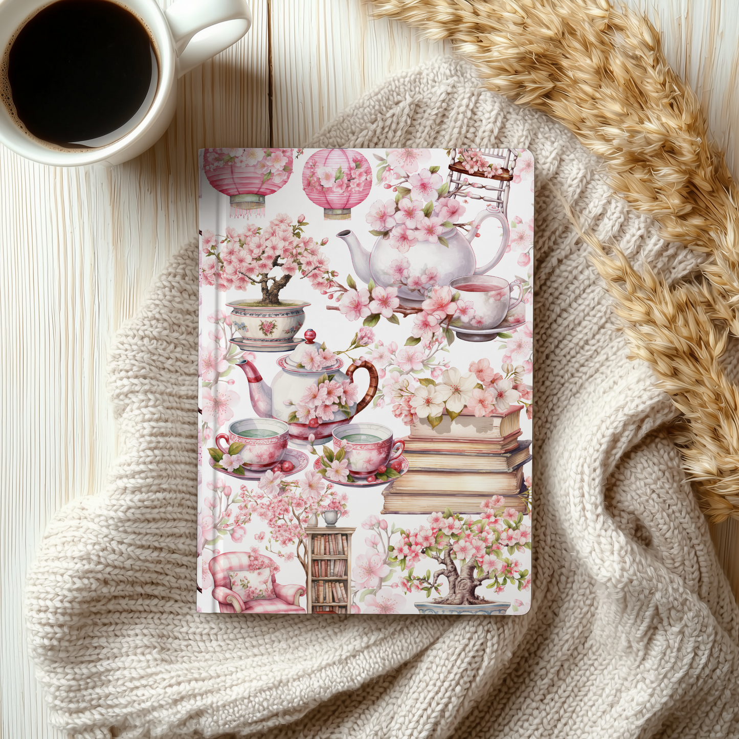 Floral Tea Cherry Blossom Hardcover Notebook