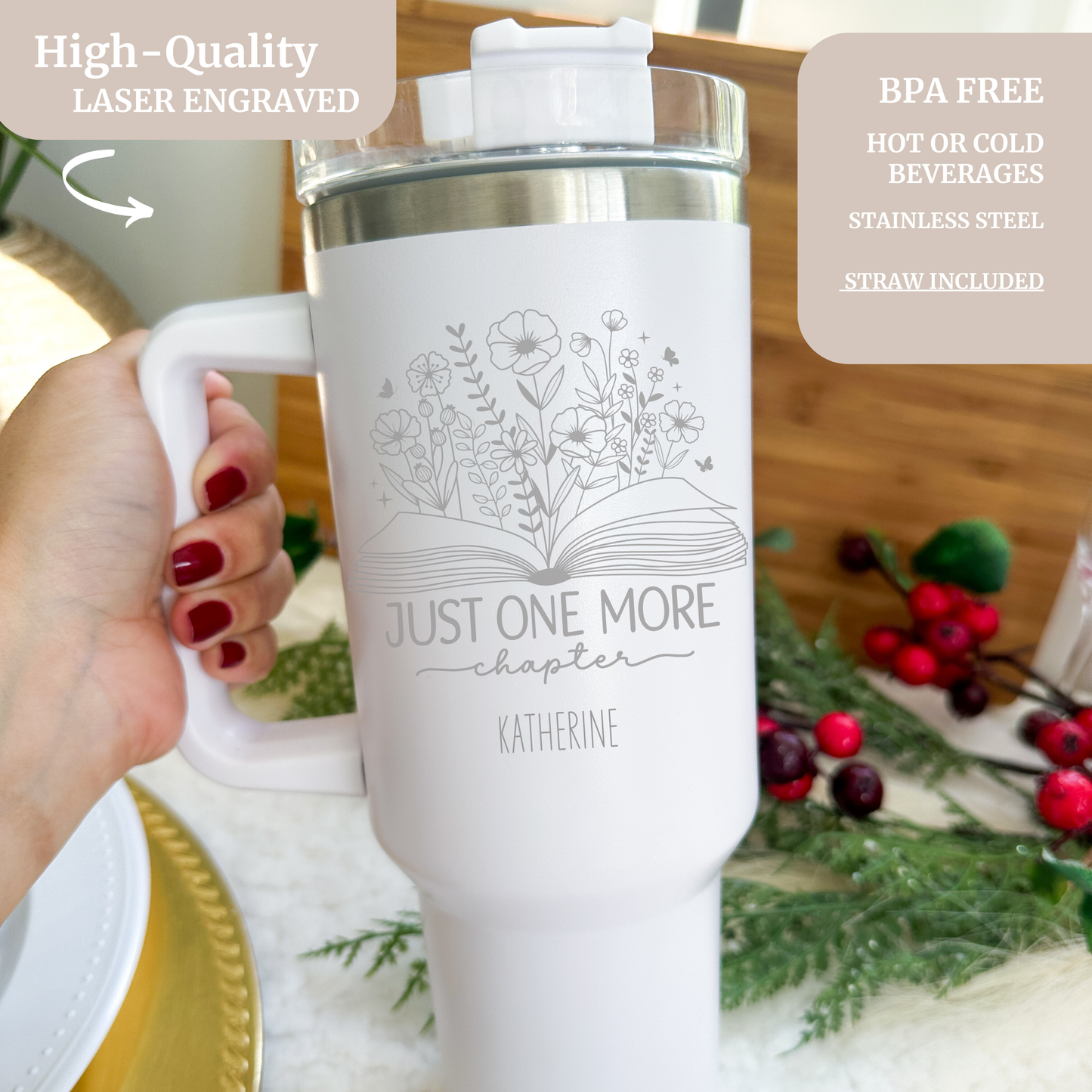 40oz Tumbler For Booklovers - Laser engraved