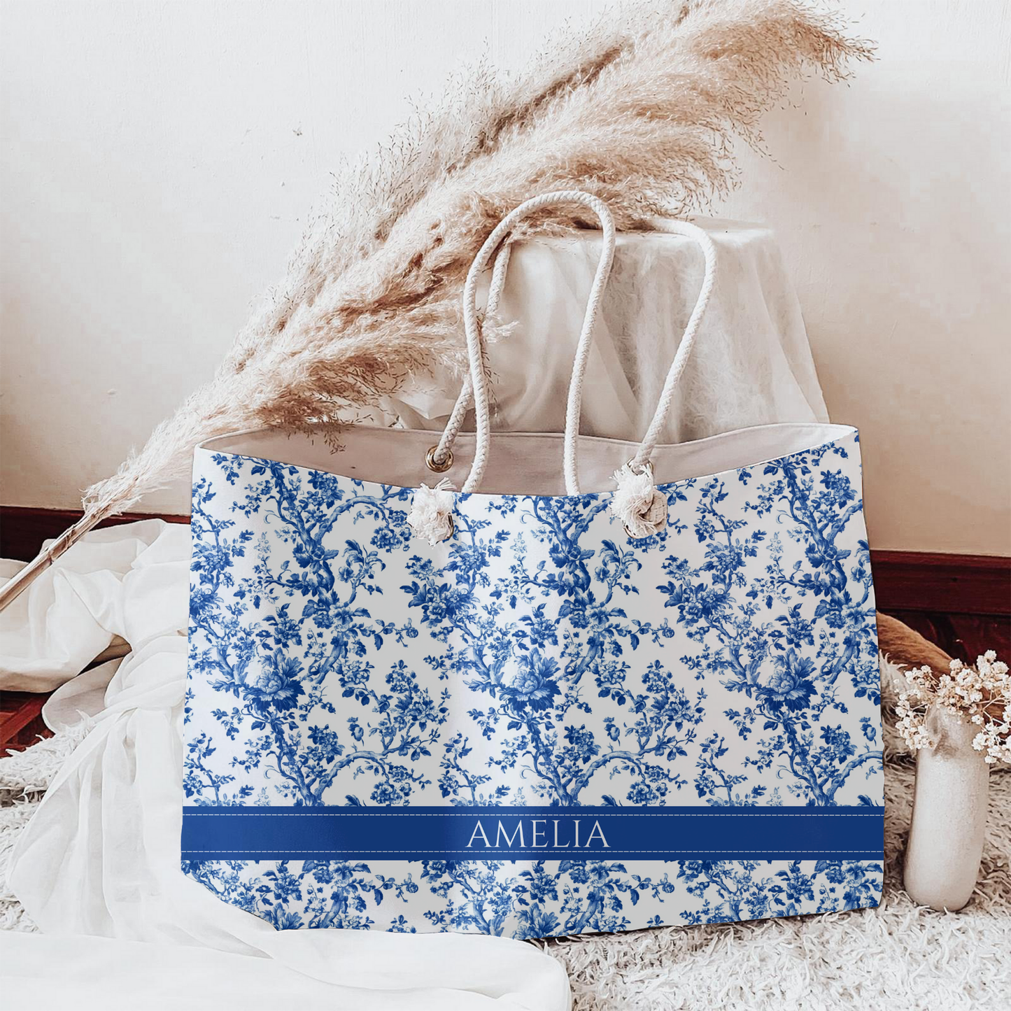 Personalized Toile Weekender Bag