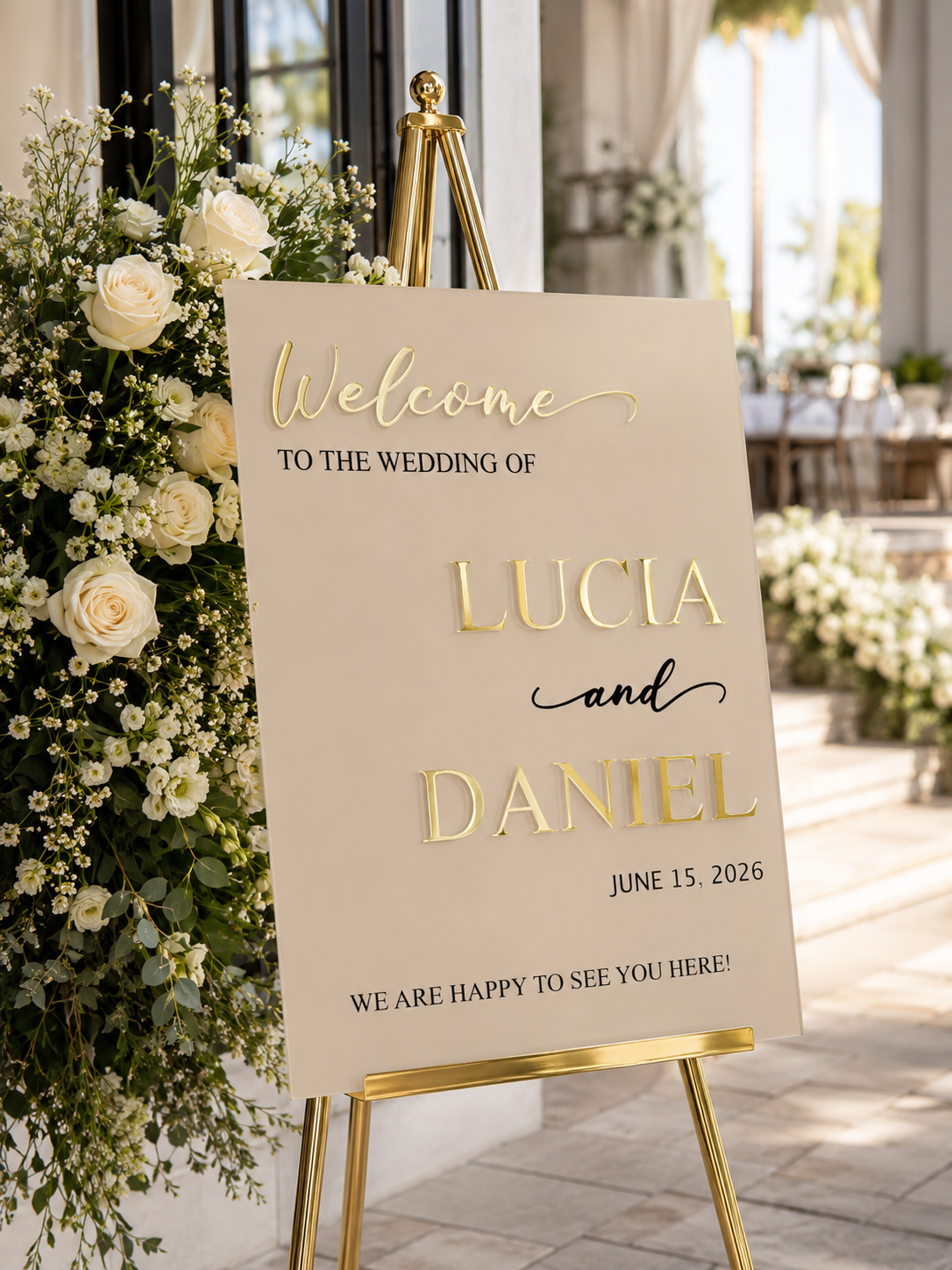 Custom Acrylic Foil Wedding Welcome Sign