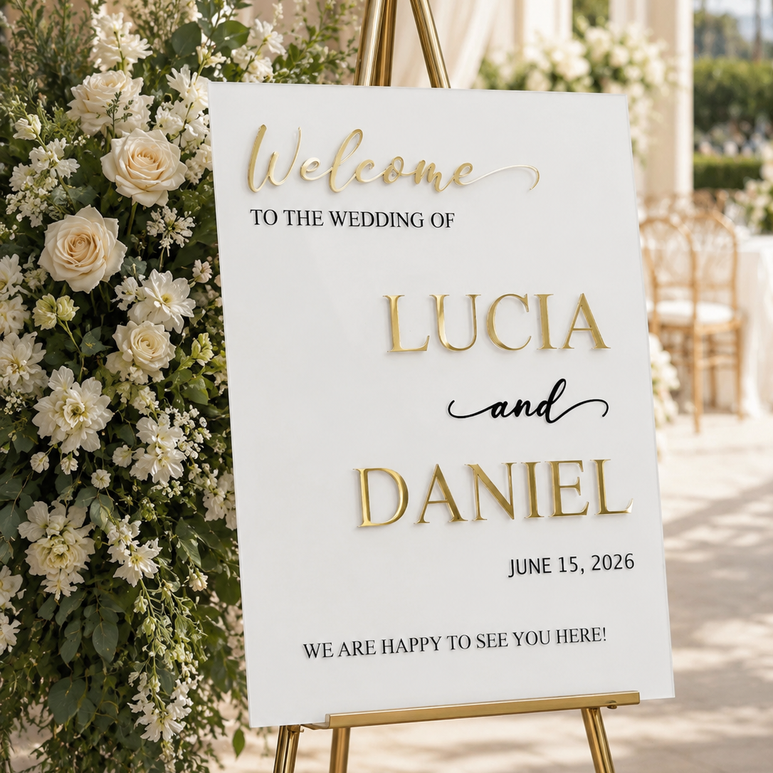 Custom Acrylic Foil Wedding Welcome Sign