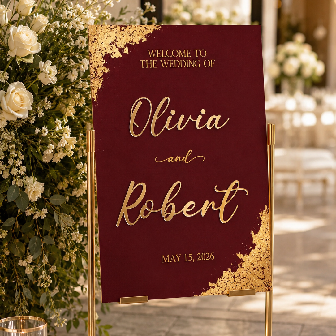 Personalized Foil Acrylic Wedding Welcome Sign