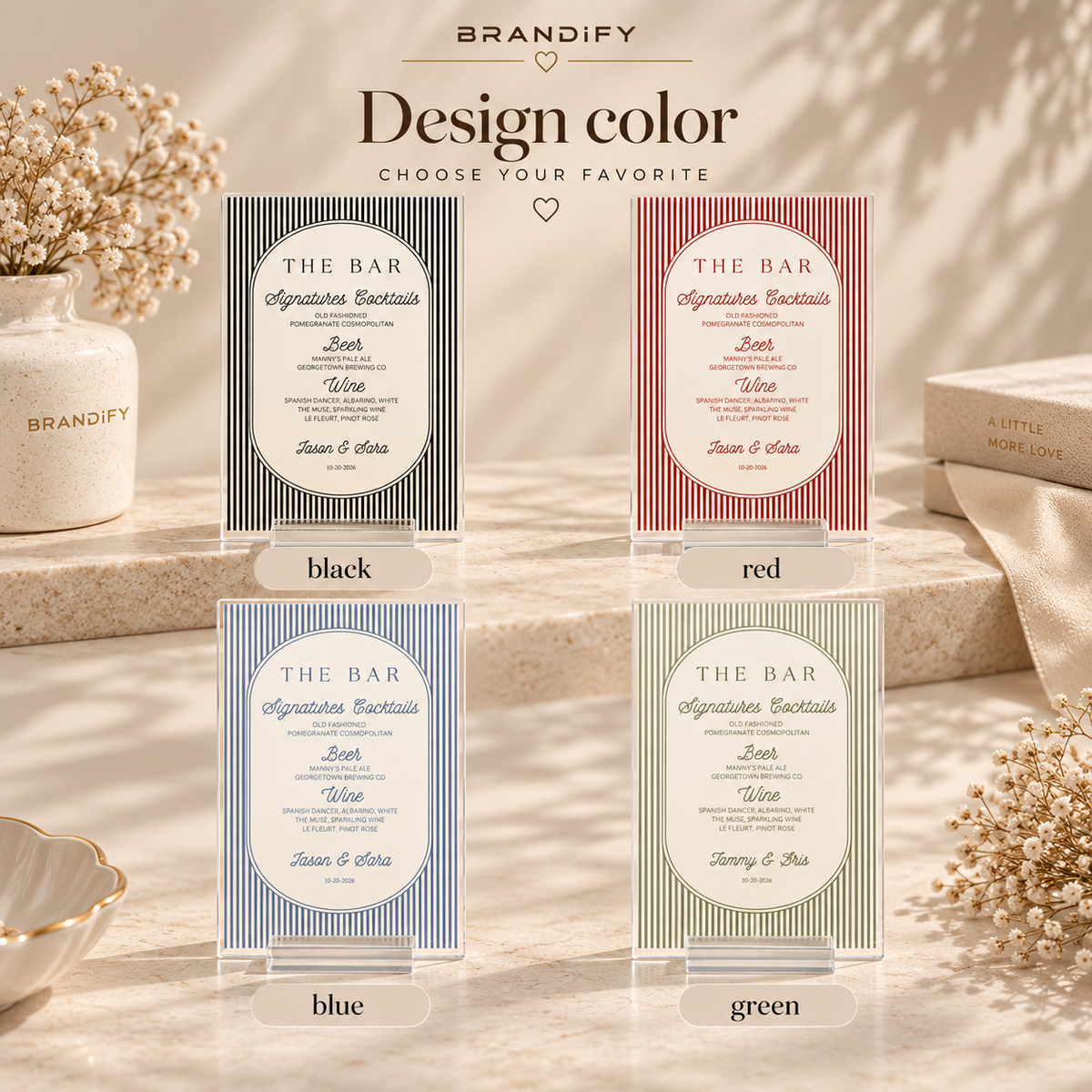Stripes Bar Menu Sign – Personalized Acrylic Cocktail Sign