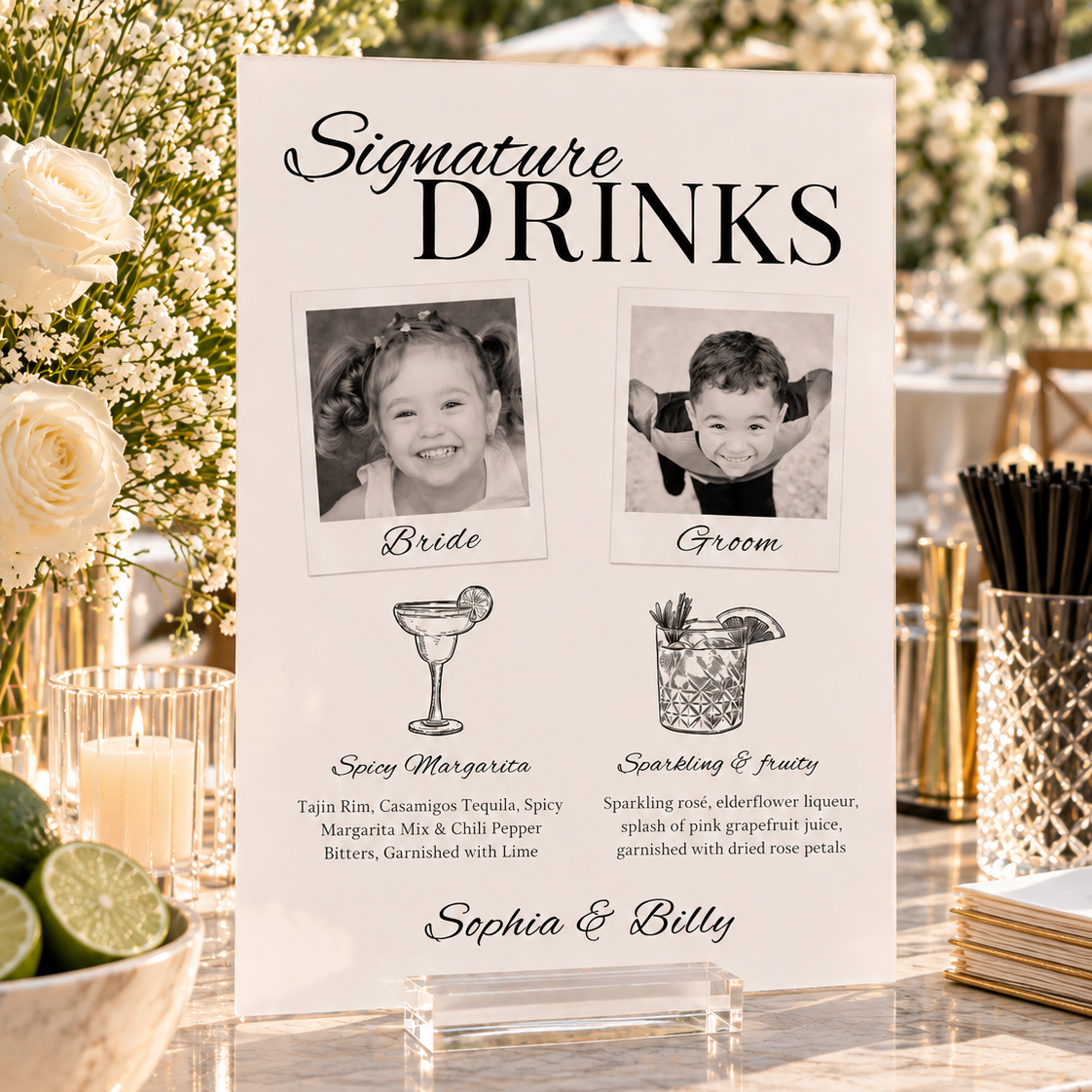 Personalized Signature Drinks Sign with Photos