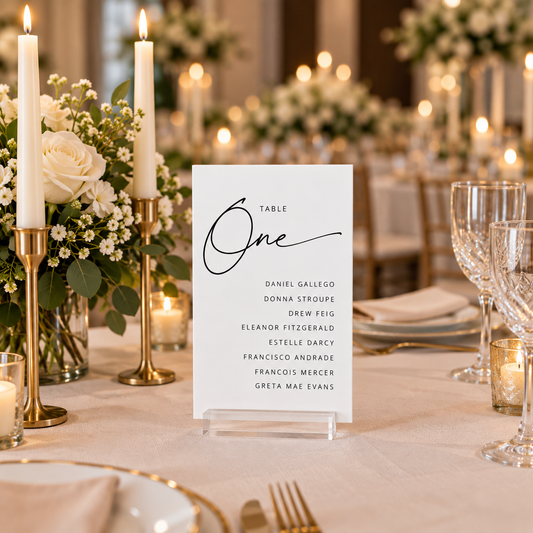Personalized Acrylic Table Number Sign with Guest Names