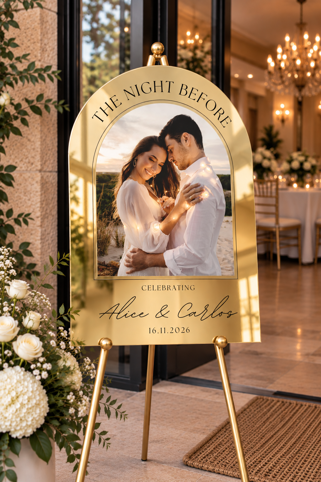 Personalized Photo Rehearsal Dinner Sign – The Night Before Wedding Sign