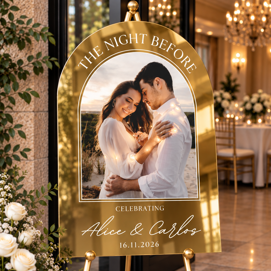 Personalized Photo Rehearsal Dinner Sign – The Night Before Wedding Sign