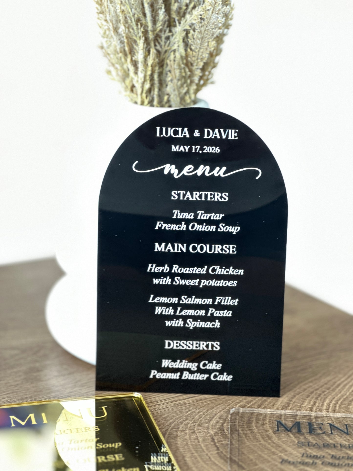 Custom Acrylic Wedding Menu