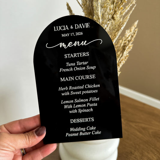 Custom Acrylic Wedding Menu