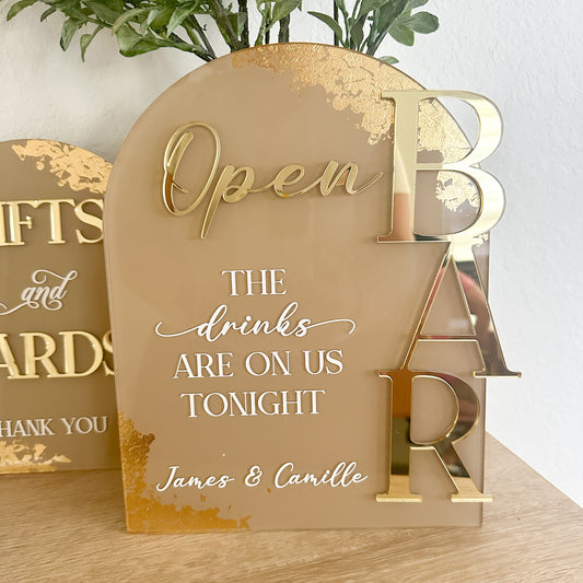 Wedding Bar Sign with Foil