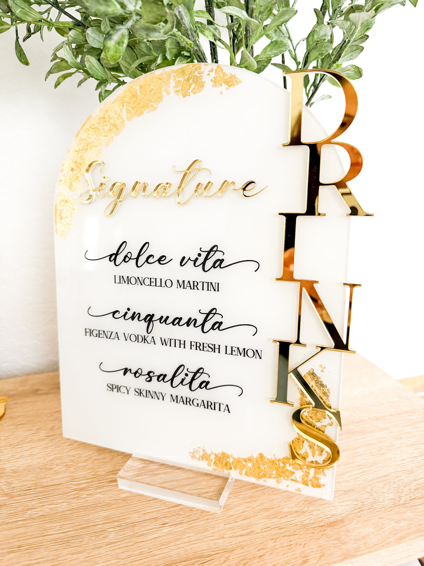 Wedding Bar Signature Drinks with Foil