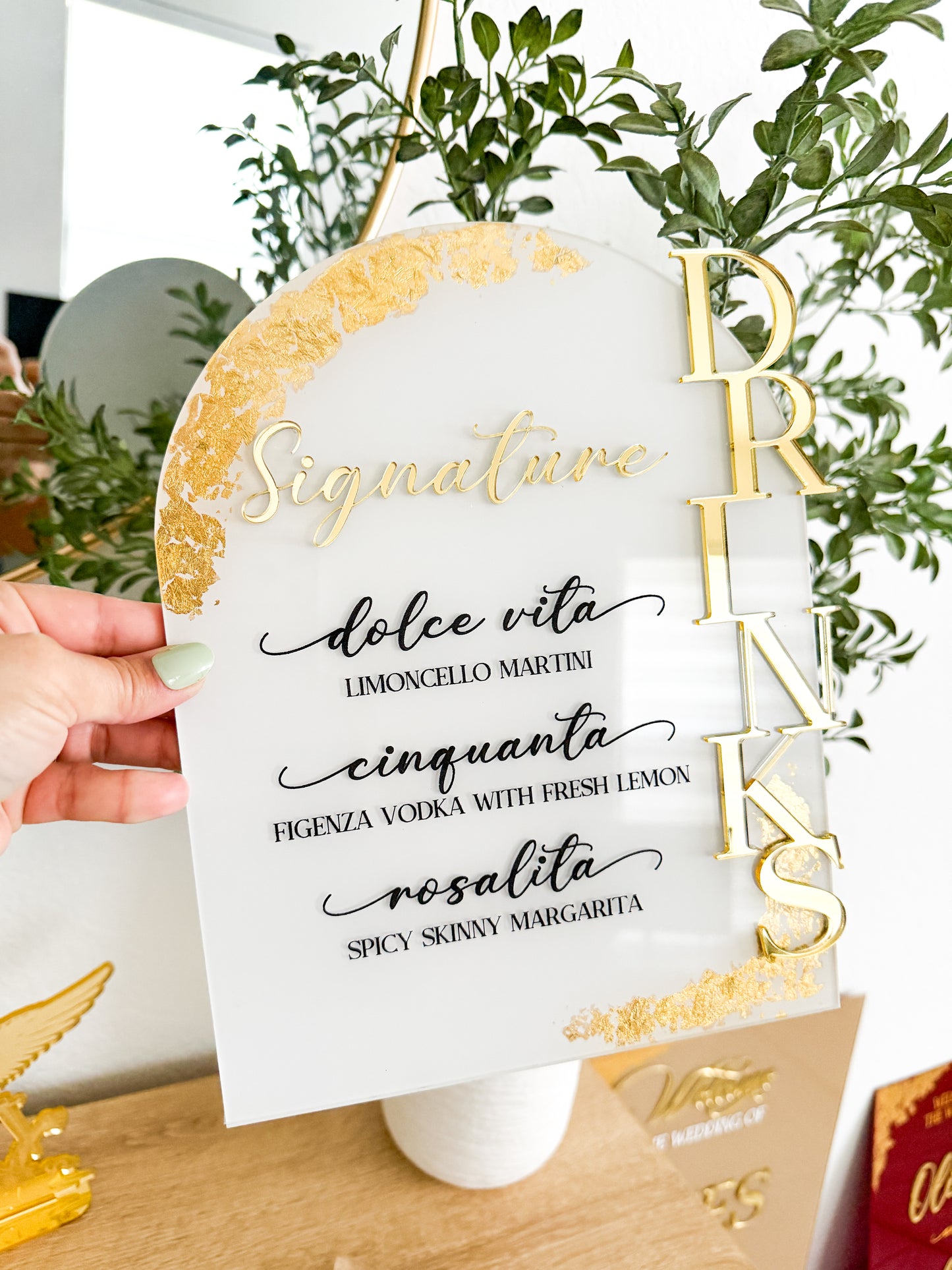 Wedding Bar Signature Drinks with Foil