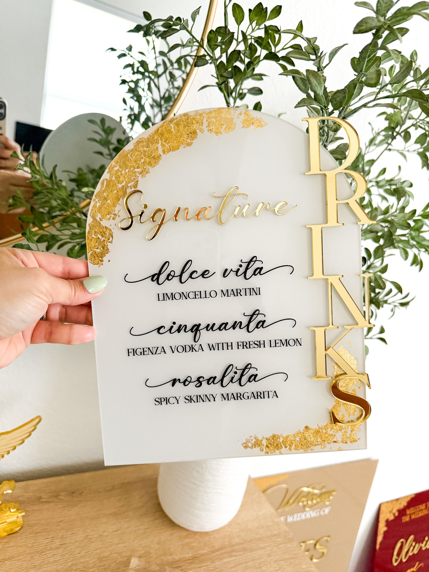 Wedding Bar Signature Drinks with Foil