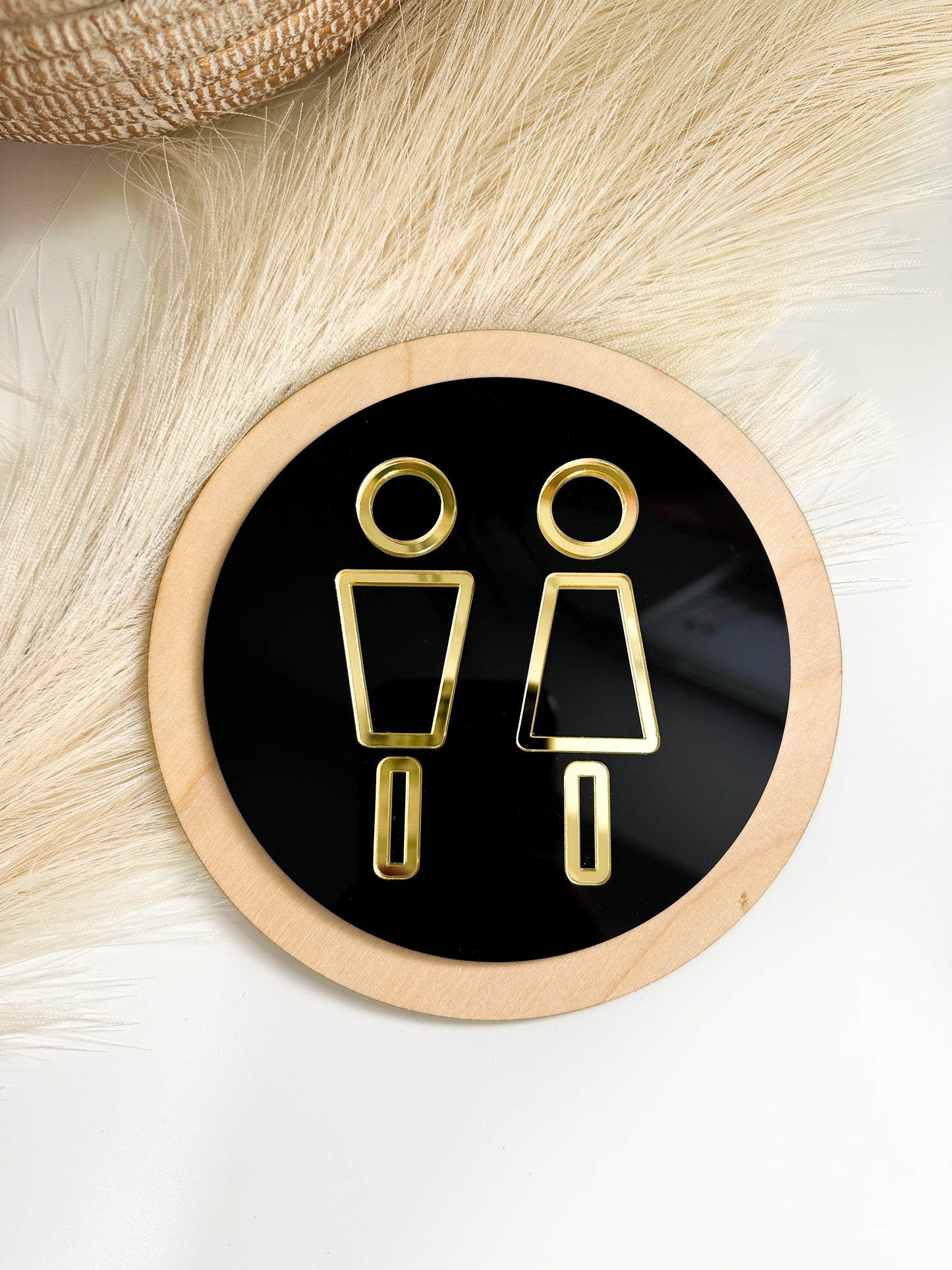 Wood & Acrylic Restroom Door Sign