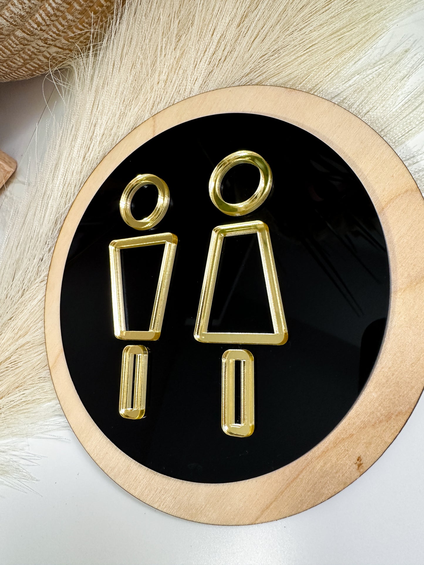 Wood & Acrylic Restroom Door Sign