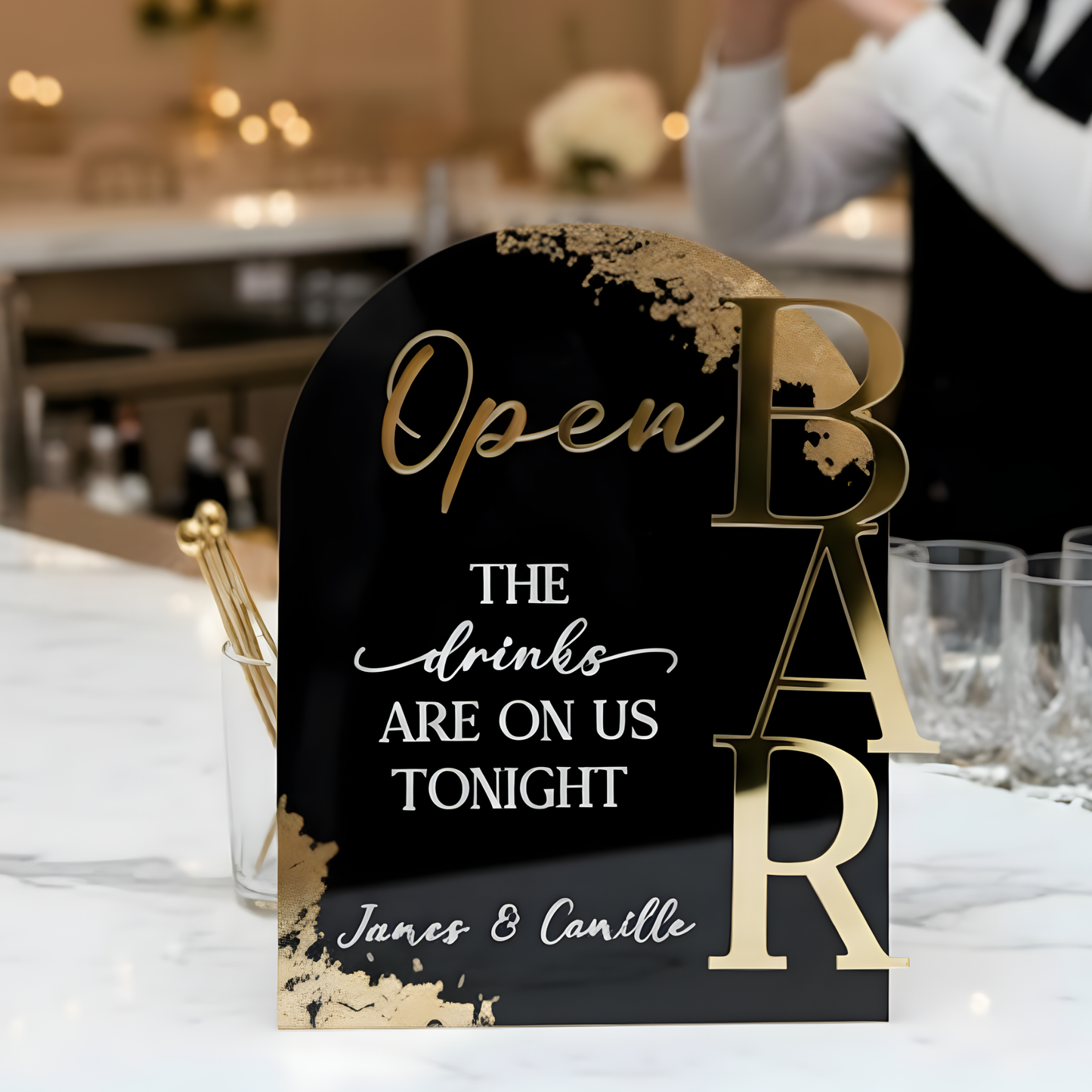 Wedding Bar Sign with Foil