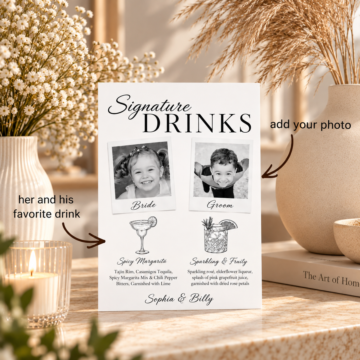 Personalized Signature Drinks Sign with Photos