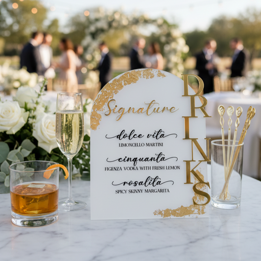 Wedding Bar Signature Drinks with Foil