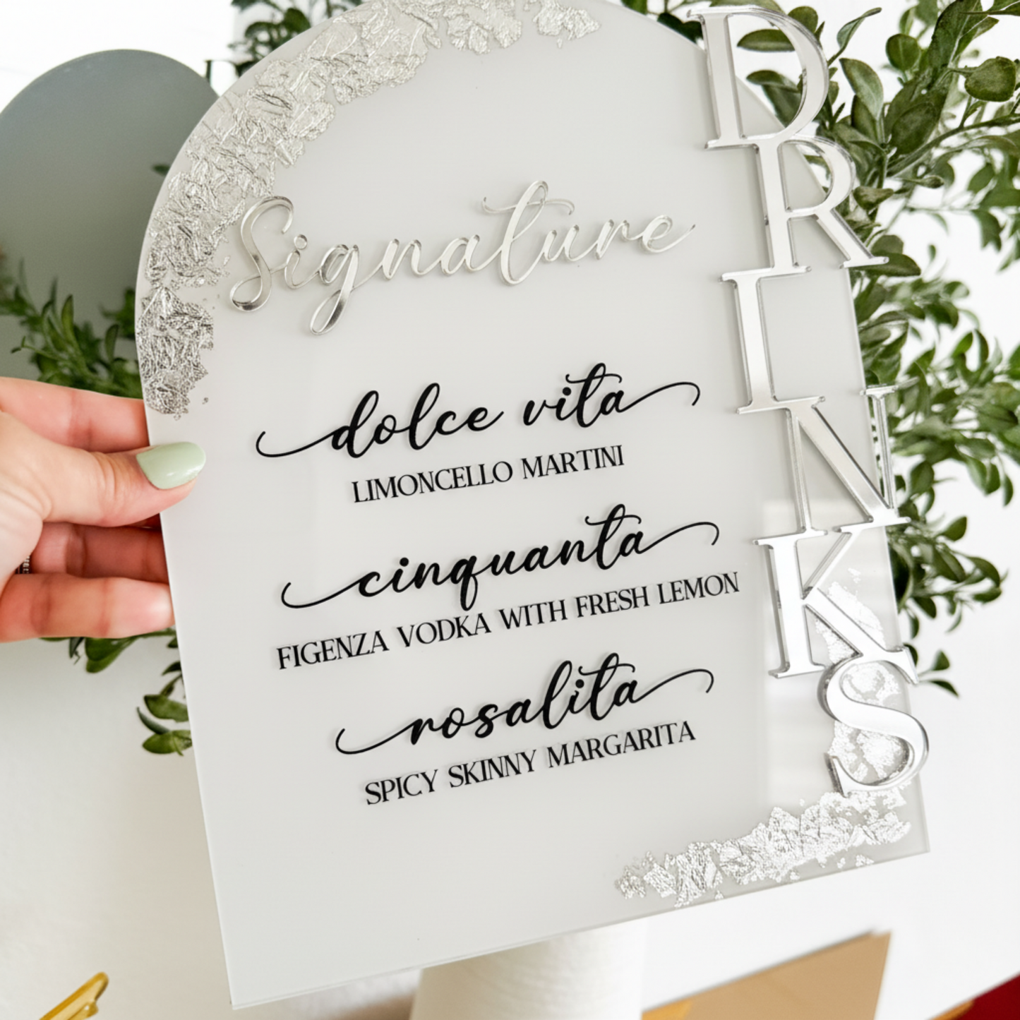 Wedding Bar Signature Drinks with Foil