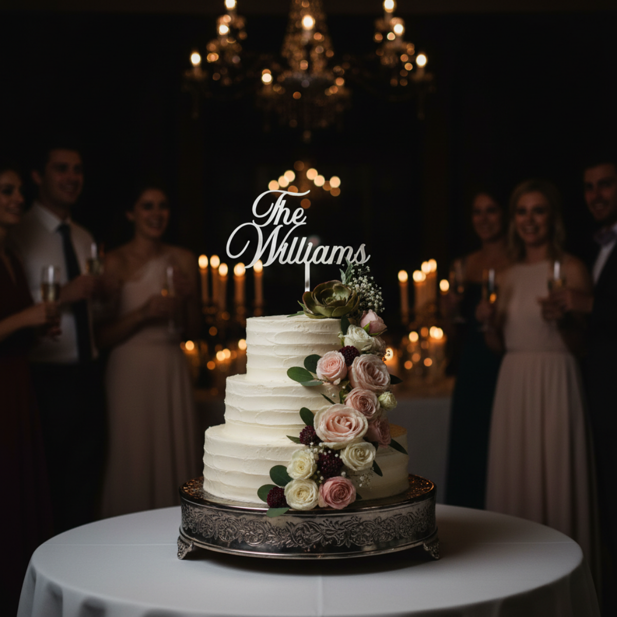 Elegant Anniversary Cake Topper