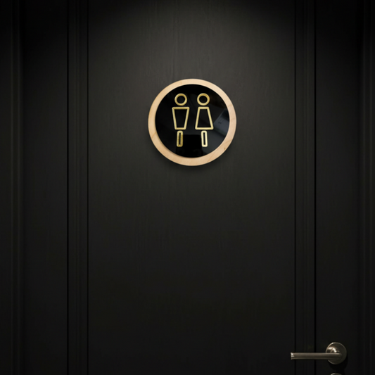 Wood & Acrylic Restroom Door Sign