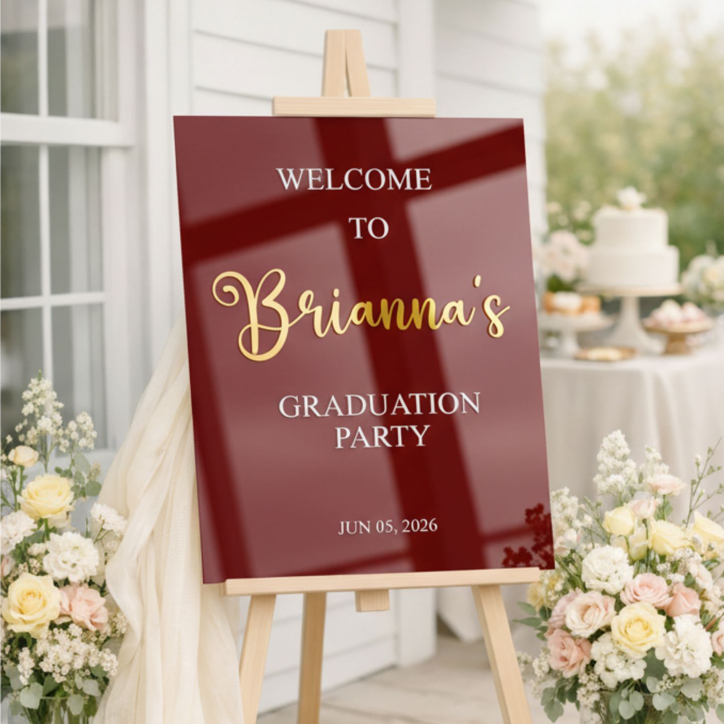 Gold Mirror Name Acrylic Graduation Sign