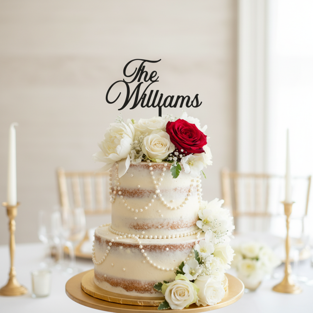 Elegant Anniversary Cake Topper